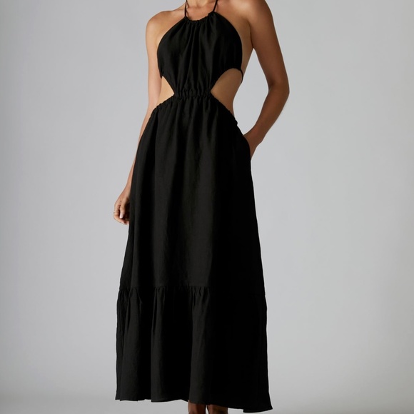 New AVENUE THE LABEL Black RAFAELLA Linen Dress S - Picture 1 of 7